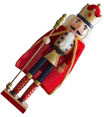 Cabilock Statue Casse Noisette avec Cape Rouge Figurine Soldat Décorative Européenne pour Table et Salon Décoration de Noël Stable et