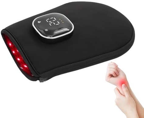 Guantes de terapia de luz | 5 modos Dispositivo de masaje de mano infrarroja con envoltura ajustable | Diseño de tela de neopreno recargable | del dolor relajante para el cuerpo