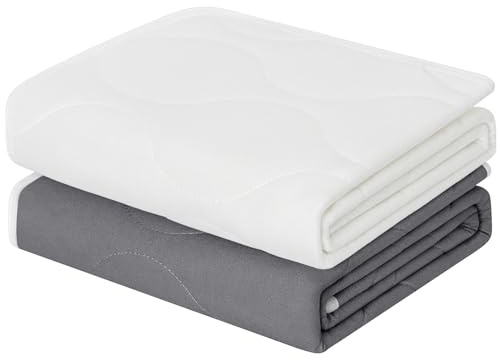 Yukkidds Paquete de 2 almohadillas de entrenamiento para ir al baño, sábanas impermeables para niños, lavable, protector de colchón para mojar la cama para niños pequeños, 75 x 90 cm (gris y blanco)