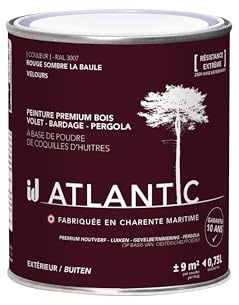 ID Peinture bois extérieurs - RAL 3007 Rouge sombre La baule - 750ML - ATLANTIC