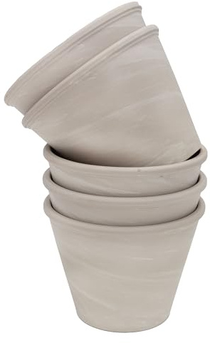 B2S BACK2SEASON Tontöpfe mit Loch weiß Creme Blumentopf aus Ton Terrakotta Pflanztopf Anzucht Made in Germany D=13 cm 5er Set