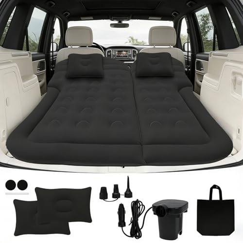 Adirigo Auto Matratze Tragbar SUV Automatratze mit Pumpe & 2 Kissen, Beflockt Auto Luftmatratze für Reisen Camping Indoor Outdoor Aktivitäten Reisen Camping