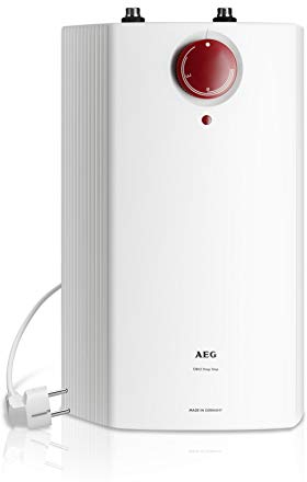 AEG druckloser Kleinspeicher HUZ 5 DropStop, Untertischboiler 5 Liter Niederdruck, mit ThermoStop, stufenlose Temperaturwahl von 35-85 °C, steckerfertig, 2 kW, 222167