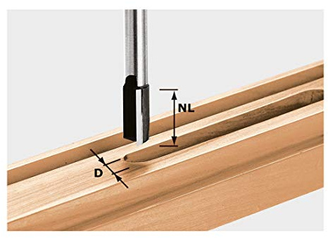 Festool Nutfräser HW S8 D15/20 - Nutfräser 15 mm Schaft 8 mm | HW-Hartmetall, Nutzlänge 20 mm, Gesamtlänge 60 mm - für präzise Nuten im Möbelbau und Beschlagmontage
