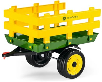 PEG John Deere Stake-Side Trailer, Remorque à Deux Roues pour Tracteur Électrique Ground Loader, Capacité de Charge 10 kg, pour Enfants dès 2 Ans