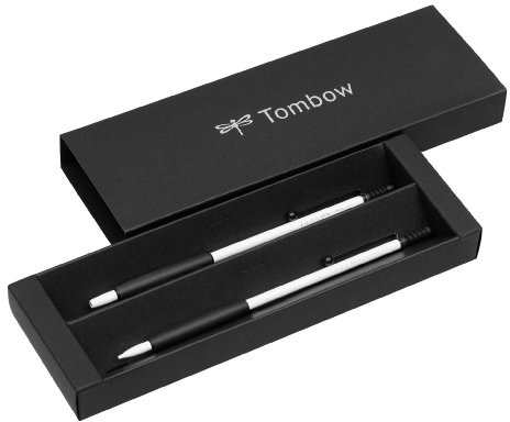 Tombow PLZ-211-3 Schreibgeräteset Zoom 707 Kugelschreiber mit Druckbleistift, weiß/schwarz