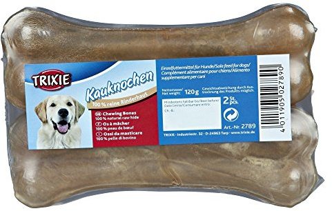 TRIXIE Kauknochen 2789 Rinderhaut 5x2 Stück, für Hunde, Herren, Hundeleckerlis, 444g, Geschmacklos