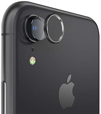 qichenlu 3x Kamera Glas Folie + 2x Kamera Alu Schutzring (Schwarz) für iPhone XR, 6.1 Zoll, Kratzfest, Hochglanz, 6D Glas, Metall Rahmen, Unsichtbarer Schutz