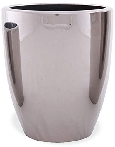 matches21 Blumentopf Pflanztopf Keramik Silber Glanz rund glänzend Übertopf Pflanzgefäß Keramiktopf 1 STK - Ø 16x19 cm