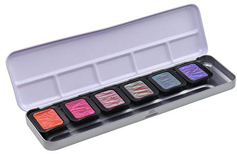 Finetec F7003 Metallfarbkasten, 6 deckende Premium Perlglanzfarben Flip-Flop, 6 Farben, 1 St?ck (1er Pack)