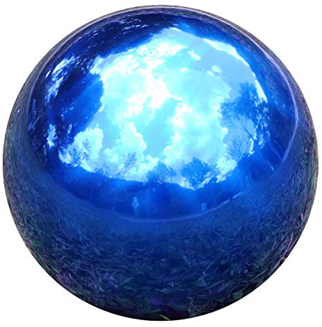 GDglobal Edelstahl Gazing Ball Spiegel poliert hohle Kugel Reflektierende Garten Kugel für Haus Garten Dekoration (300 mm, blau)