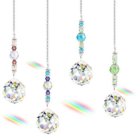 Sensor de Sol Colgantes, 4 unids Atrapasueños de Cristal para la Fotografía Decoración de la Araña de la Casa Jardín, Cristal Arco Iris Sol Tiene 4 Colores Diferentes y Atrapa el Sol