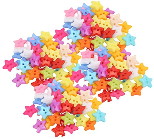 200 Stück Sterne Knöpfe, Harzknöpfe mit 2 Löchern Flatback Nähen Handwerk Dekoration Knöpfe für Kleidung Nähen Scrapbooking Kunst DIY Projekte(12MM)