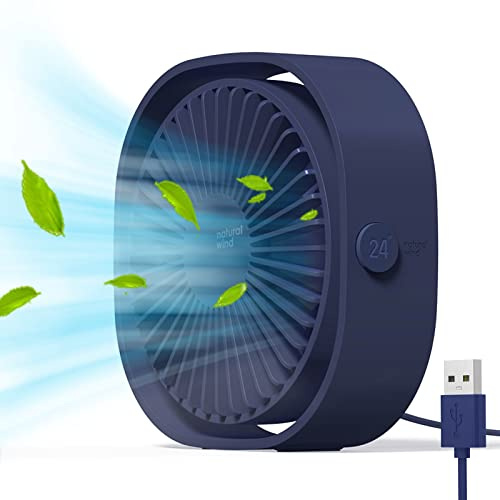 Simpeak Small Desk Fan, 3 Speed Setting 360° Adjustable Swivel USB Fan Silent Powerful Desktop Fans Small Fans for Bedroom Home Office Car, USB Powered ONLY (No Battery)