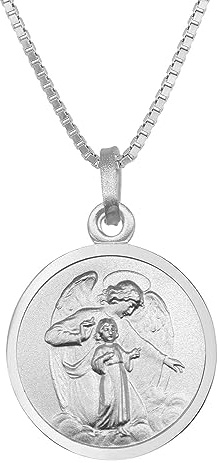 trendor Halskette mit Schutzengel-Anhänger Ø 18 mm 925 Silber 41472 | elegantes Schmuckstück für Damen und Herren, zauberhafte Geschenkidee,