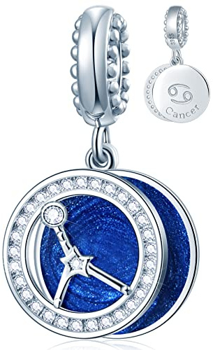 Zodiac Sign Charms for Bracelets - 925 Sterling Silver Necklace Pendants, 12 Constellation Star Dangle charm, Birthday Gifts for Women/Men/Girls