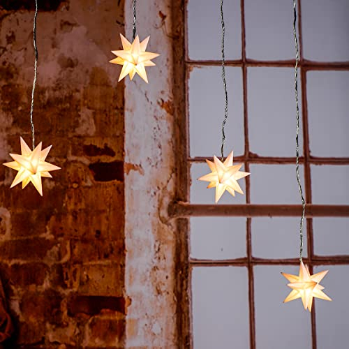 Mojawo 3-D Lichtervorhang Sterne Lichterkette Weihnachten Beleuchtung 9 LEDs Batterie warmweiß