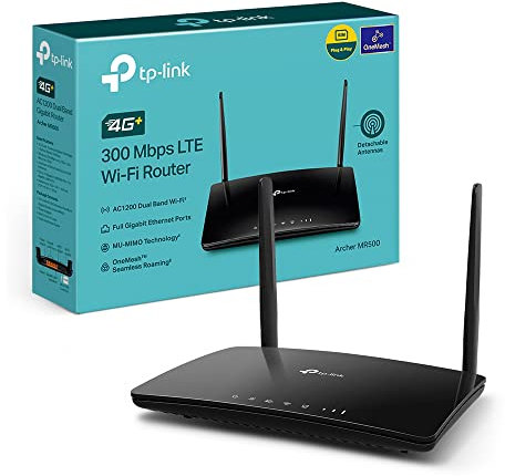 (Generalüberholt) TP-Link Archer MR500 Router 4G+ Cat6 300Mbps, WLAN AC1200 Dual Band, 4g Router mit SIM, Gigabit LAN/WAN Port, MU-MIMO, ohne Konfiguration, TP-Link OneMesh Technologie