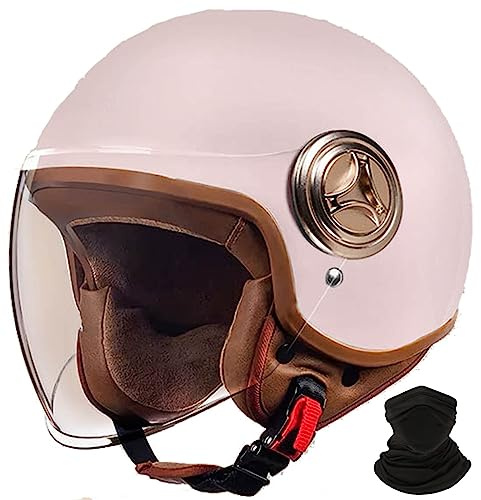 Retro-Motorradhelm, Rollerhelm mit Visier, offener halber Jethelm, Mopedhelm für Erwachsene Männer und Frauen, DOT/ECE-geprüft