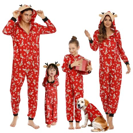 Puimentiua Weihnachts Pyjama,Weihnachtspyjama Familie Set,Weihnachten Pyjamas Schlafanzug,Christmas Pyjama Herren/XL/01- Roter Elch