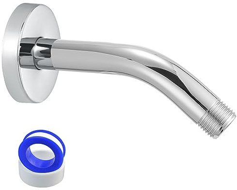 Duscharm mit Flansch und Teflonband, Voolan 15cm Verlängerung Duschkopf Arm für Badezimmer Fester Duschkopf, massiver Edelstahl, an der Wand montiert (Chrom)
