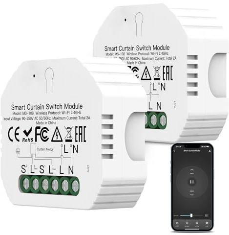 Interruttore Tapparelle WiFi, Modulo Comando Percentuale Smart Timer per Tapparelle Elettriche, Controllo di APP e Voce Compatibile con Alexa e Google Home, Relè WiFi per Tapparelle motorizzate
