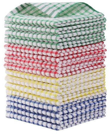 Egles 16 Packs Kitchen Dishcloths 12x12 Inches 100% Cotton Kitchen Dish Cloths for Washing Dishes Scrubbing Wash Cloths Dish Towels Sets (Mix Color)