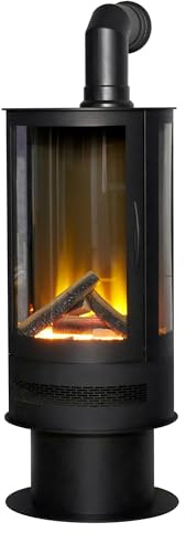 Acantha Orbit Cylinder Electric Stove & Angled Stove Pipe in Black