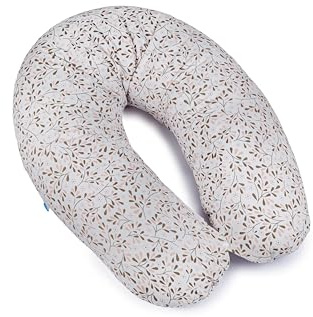 Ceba Baby® Stillkissen - Lagerungskissen für Babys - Schwangerschaftskissen aus 100% Baumwolle - XXL groß Seitenschläferkissen - 190 cm - Öko-Tex Standard 100 - Kleine Blätter