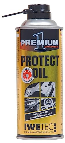 IWETEC Protect Oil Spray 400 ml | Schmierspray & Korrosionsschutz | Salzwasserbeständig | Schleuderfester Haftschmierstoff | O-Ring tauglich | -30 bis +140 °C | 360° Sprühventil