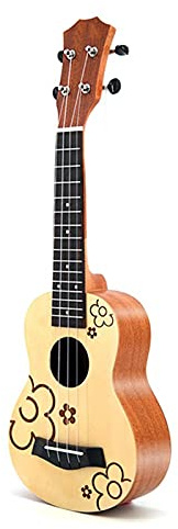 kit ukelele Concierto Ukulele 21 Pulgadas Ukulele Spruce Panel De Madera Patrón De Flores Mini Guitarra Hawaiana 4 Cuerdas Ukelele