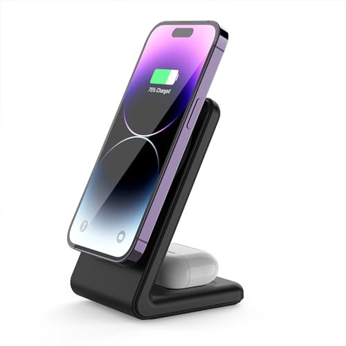 Caricatore magnetico wireless 2 in 1 – stazione di ricarica wireless YMY 15 W Qi, progettato per supporto caricabatterie MagSafe compatibile con iPhone 16/15/14/13/12/11 Pro Max/XS/XR/X/8 AirPods Pro