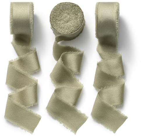 CHUQING Satinband Geschenkband Breit Schleifenband Hochzeit für Geschenke Olivgrün