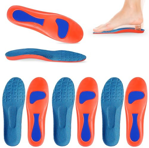 4-Paare Orthopädische Einlagen, Bequeme Einlegesohlen Herren Damen, Ergonomisch Gel Einlegesohlen Orthopädisch Arch-Unterstützung, Atmungsaktive Comfysole, Schuheinlagen Weich für Plantarfasziitis