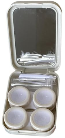 Veeteah Contenitore per lenti a contatto | Kit da viaggio per lenti a contatto | Scatola di contatto portatile con bottiglia per soluzione di pinzette a specchio, kit di conservazione per immersione