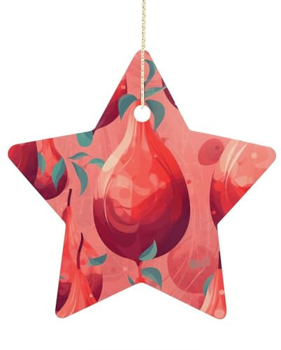 2024 Weihnachten Keramik Hängende Ornament Stern Doppelseitig Weihnachtsbaum Dekorationen mit Goldseil Weihnachtsanhänger für Feiertagsparty Neujahr Dekoration