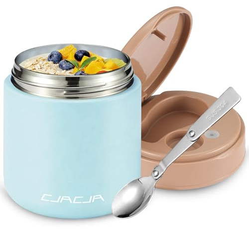 Thermo for Hot Food Kids - 15.2oz, Leak Proof Insulated Food Jar, Soup Thermo, Insulated Lunch Containers, Termos Para Comida Caliente, Wide Mouth Lunch Box with Folding Spoon and Handle