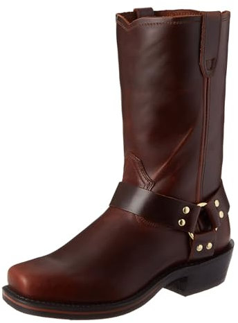 Botas Vaqueras Vaqueras para Hombre Botas de Montar de Cuero PU con Punta Cuadrada y tacón Alto,Dark Brown,41 EU