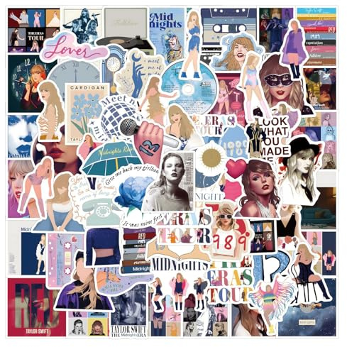 100 PCS Music Stickers, Waterproof Laptop Stickers Aesthetic Pop Singer Decal for Music Lovers, Reusable Vinyl Stickers Scrapbooking Stickers for Phone Skateboard Luggage Car Decals, Style D