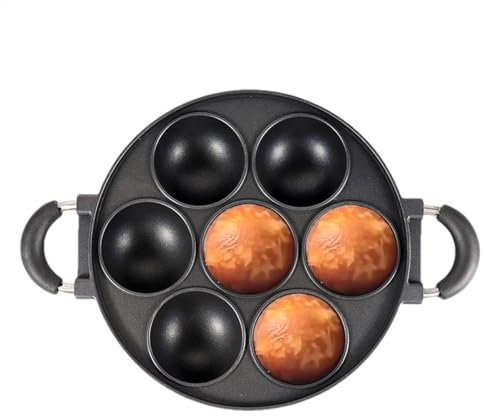 Sartén de hierro fundido, molde grande para magdalenas de 7 tazas, herramienta redonda antiadherente para hornear huevos fritos de hierro fundido, molde para pasteles para bollos, pan de maíz,