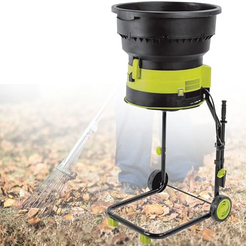 Electric Leaf Mulcher, Garden Shredder, Corded Electric Leaf Mulcher, with Wheels, Leaf Rake, Storage Bag, 8000RPM Chippers with 54cm Funnel Diameter for Yard Cleanup,40mpowercord