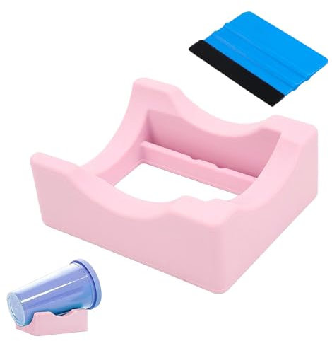 Tumbler Holder, Cup Cradle for Crafting, Cup Cradle, Silicone Cup Holder, Sturdy Tumbler Cradle with Felt Squeegee, For Tumbler DIY Desktop Accessories (Pink)
