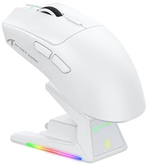 ATTACK SHARK X1 Gaming Mouse with Touchpad RGB Charging Dock, PixArt PAW3395PRO Gaming Sensor, BT/2.4G Wireless/Wired Gaming Mouse, 40000 DPI, 53g Superlight Gamer Mice for Win11/Xbox/PS/Mac (White)