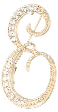 PATIKIL Broches à Lettre, Broche Lettre Initiale E Strass Métal Alphabet A-Z Épingle de Revers pour Femmes gemme Cadeau Costume Vêtements Chapeau Robe Manteau Artisanat, Doré
