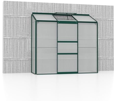 Vitavia Anlehn-Gewächshaus Styx 1300, smaragd, 1,3 m², 4 mm HKP | Wetterfestes & stabiles Wand-Gewächshaus zur Pflanzenanzucht | Ideales Treibhaus für Gemüse, Kräuter & Blumen