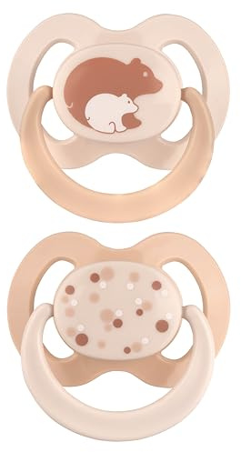 babynova Silikon Schnuller 2er-Set mit Sterilisationsbox - Schnuller Größe 1, 0-6 Monate - kiefergerechter Nuckel – BPA-frei – Made in Germany - Bären