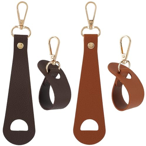 GORGECRAFT 4pz Clips para Sujetar Sombreros Gancho para Bolso de Cuero Sintético Marrón Y Negro Portátil para Mochila Equipaje Gorras Llavero con Cierre Giratorio de Aleación Dorada para Viajes Acceso