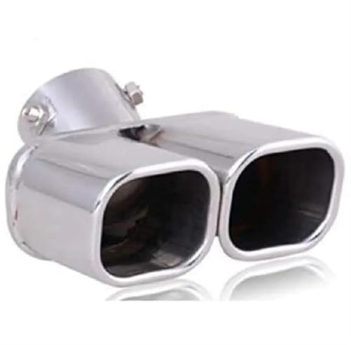 ZSGHJA Tubos de Escape Silenciador Tubo Escape Trasero Doble Automóvil Punta Escape Garganta Tubo Escape Doble Azul Universal Modificado Garganta de la Cola del Coche(Bent Silver)