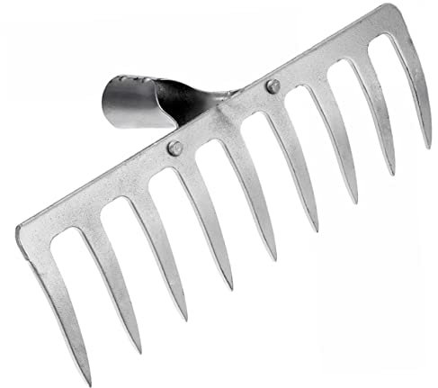 Happyyami Rastrello Testa in Acciaio Denti Rinforzati Testa Rastrello Pesante Per Giardino Sostituzione Per Cura Prato e Orto Attrezzo Multifunzione Per Lavori Agricoli e Manutenzione