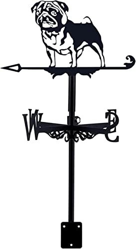 CLRAWSHB Banderuola segnavento in Metallo con Silhouette di Shar Pei, indicatore di direzione del Vento in Metallo con Rivestimento antiruggine, banderuola segnavento da Giardino per Esterni